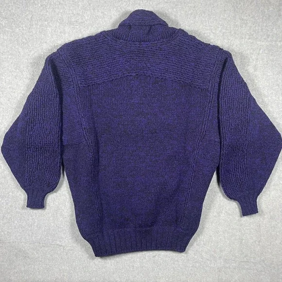 Vintage 90s Robert Comstock Purple Puff Sweater 100% Wool Men's Medium Italy - Picture 6 of 7